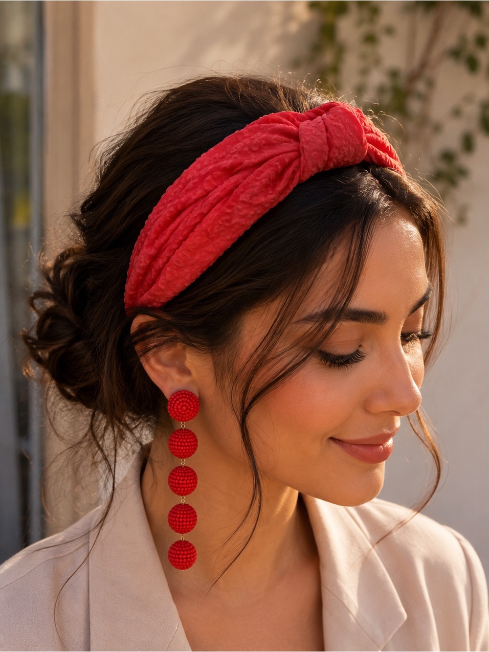 Anthropologie Coral Knotted Textured Headband